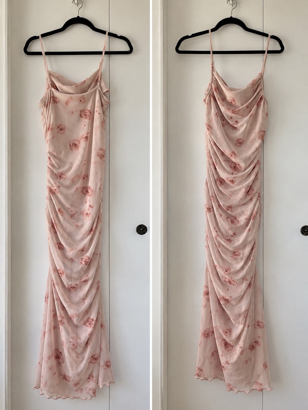SHEIN Pink Floral Ruched Maxi Dress 🌸